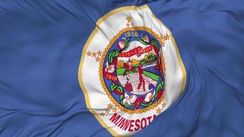 State of Minnesota Flag Seamless Looping Background, Looped Bump Texture Cloth Waving Slow Motion, 3D Rendering video