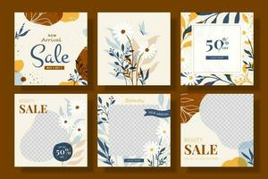 New arrival fashion sale social media ad post, set of editable square illustrations for web and mobile promotions vector