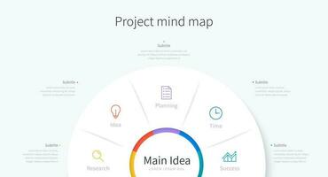 Minimal infographic template of project mind map, with element and icon design vector