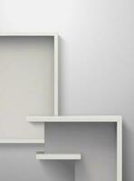 White podium in 3d render. Shelves for product showcase on white background. vector