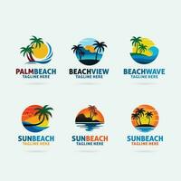 conjunto de playa logos diseño vector