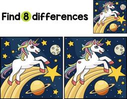 Unicorn on the Space Find The Differences vector