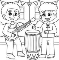 Juneteenth Playing the Instruments Coloring Page vector