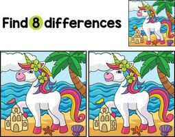 Unicorn on the Beach Find The Differences vector