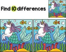 Unicorn Mermaid Find The Differences vector