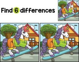 Unicorn Skating Find The Differences vector