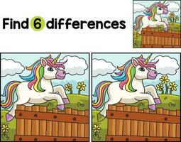 Jumping Unicorn Find The Differences vector