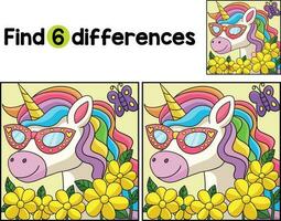 Unicorn with Sunglasses Find The Differences vector