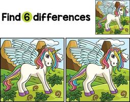 Standing Unicorn Find The Differences vector