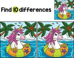 Unicorn on the Ocean Find The Differences vector