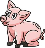 cerdito dibujos animados de colores clipart ilustración vector