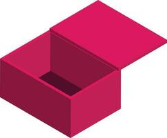 3d isometric red box vector design. Simple opened box isometrical icon.