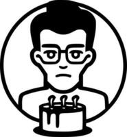 cumpleaños - negro y blanco aislado icono - vector ilustración