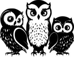 Owls - Black and White Isolated Icon - Vector illustration