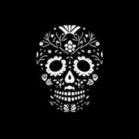 Sugar Skull - Black and White Isolated Icon - Vector illustration