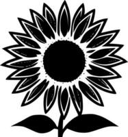 girasol - negro y blanco aislado icono - vector ilustración