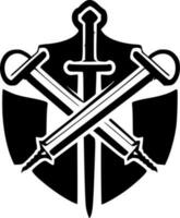 Crossed Swords - Black and White Isolated Icon - Vector illustration