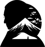 japonés - negro y blanco aislado icono - vector ilustración