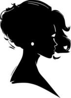 negro mujer - negro y blanco aislado icono - vector ilustración