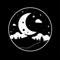 Night Sky, Black and White Vector illustration