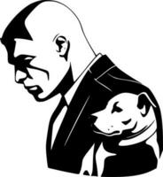 pitbull, negro y blanco vector ilustración