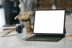 Mockup laptops and Laptop blank screen mockup. 3D rendering photo