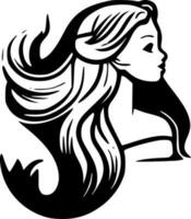 Mermaid - Black and White Isolated Icon - Vector illustration