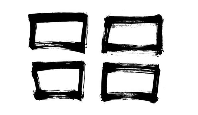 Square text box Ink brushstroke and paintbrush grunge template with black ink from brush stroke. Design grunge spatter dirty. Vector