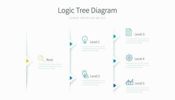 Logic tree diagram infographic template with design elements and icons vector