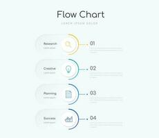 Flow chart infographic template with four options vector