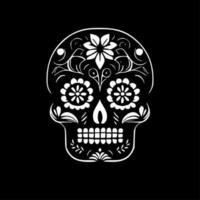 Sugar Skull - Black and White Isolated Icon - Vector illustration