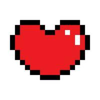 Pixel art heart icon symbol. Flat design, isolated on white background, EPS10 vector