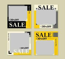 Sale discount post template. Promotion square web banner for social media mobile apps. Editable mockup with abstract shape. vector