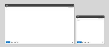 correo electrónico ventana Bosquejo diseño. blanco nuevo mensaje modelo aislado en gris antecedentes con destinatario, tema campos, edición opciones vector