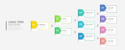 Logic tree diagram infographic template with design elements and icons vector