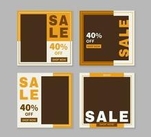 Special sale discount post template set. Promotion square web banner for social media mobile apps. Editable mockup with abstract shape. Digital banner and poster. vector