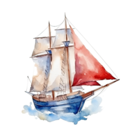 Watercolor boat. Illustration png