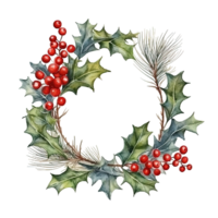 Merry Christmas wreath watercolor. Illustration png