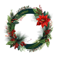 Watercolor Christmas wreath. Illustration AI Generative png