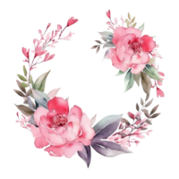 Watercolor floral wreath. Illustration png