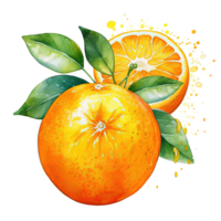 Frais aquarelle Orange fruit. illustration ai génératif png