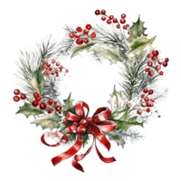 fröhlich Weihnachten Kranz Aquarell. Illustration ai generativ png