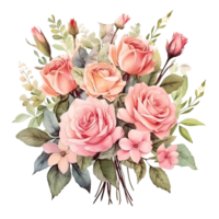 Rose aquarelle bouquet. illustration ai génératif png