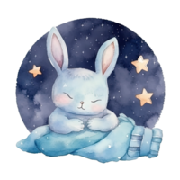 mignonne aquarelle bien nuit. illustration ai génératif png