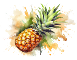 ananas vattenfärg. illustration ai generativ png