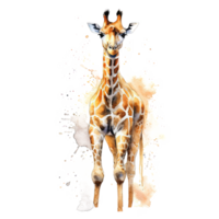 vattenfärg giraff. illustration ai generativ png