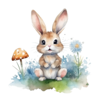 Cute watercolor bunny. Illustration png