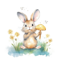 Cute watercolor bunny. Illustration png