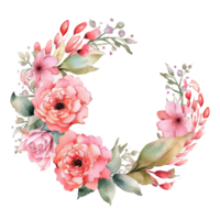 Watercolor floral wreath. Illustration png