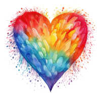 arco iris acuarela corazón aislado. ilustración ai generativo png